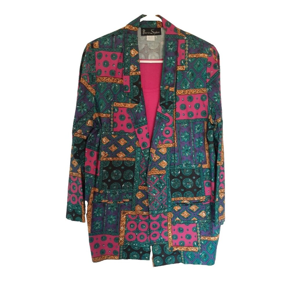 Vintage 90s Barrie Stephens Women's Abstract Open Blazer & Tank Top, Size 8,